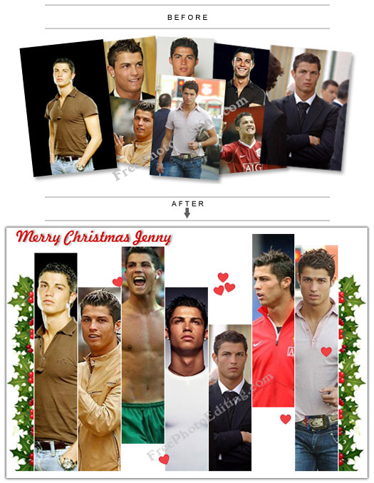Soccer supersatar Cristiano Ronaldo photo collage as Christmas gift