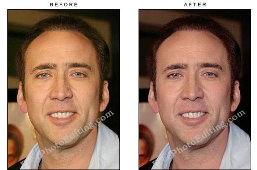 Colour correction carried out on Nicolas Cage's photograph.