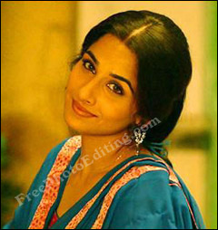 Yellow-hued photo of Bollywood star Vidya Balan