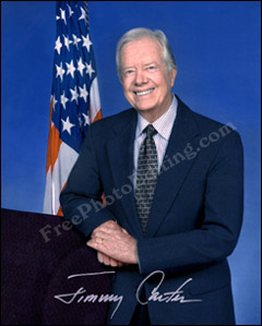 Colour correction carried out on Jimmy Carter's photograph with photo editing