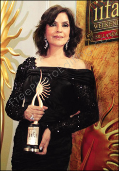 Digital colour correction done on Zeenat Aman, June 2010 photo taken at IIFA, Colombo