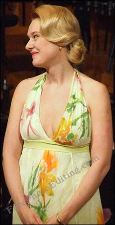 Transparent ladies dress has been edited so that slip does not show.