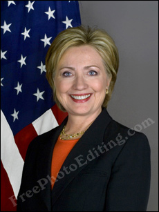 Hillary Clinton picture (2008). U.S. flag in background