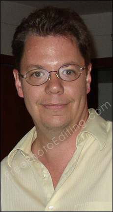 Photo retouching sample of glare removal and flash reflection removal with photo retouching