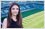 Real Madrid stadium placed in background of Caroline Celico's photo