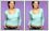 Plus-size woman in jeans and T-shirt made to look thinner with photo editing