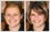 Photo re-touching example: Plain-looking young woman in group photo has been glamorized. Skin has been cleared; mild make-up added on face and eyes; new hairsyle added.