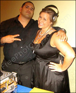 Retouching is required to make this overweight couple look thinner. The woman has a big, protruding buttocks and sagging breasts. The retouched photo can be seen on right.