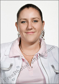 Photo of plump woman wanting to look thin and slim.