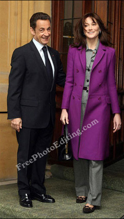 French President Nicolas Sarkozy and wife Carla Bruni standing together. Indeed Sarkozy is shorter than Carla!