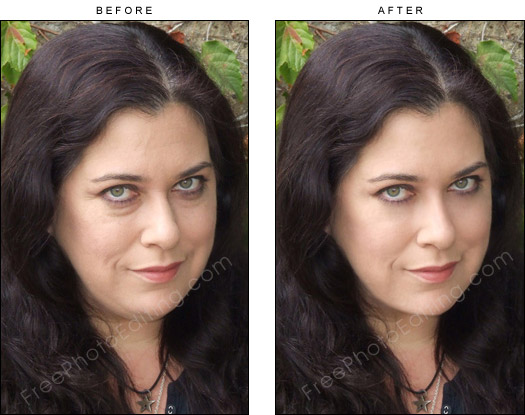 This is a photo touchup example in which a mature woman has been given digital dermatology treatment to improve skin quality and a more youthful look.