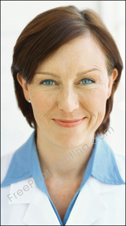 The woman in this photo needs a virtual facelift. Digital Botox required. Anti-aging treatment to look younger forever. The retouched photo can be seen on right.