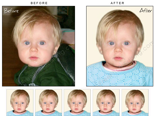 Photo editing baby pictures for ID documents