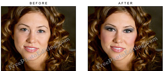 This actress' face has been digitally retouched -- i) Eyelashes thickened ii) Eyeshadow added iii) Rouge applied