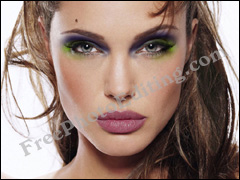 Intense blue-green eye-shadow for Angelina Jolie