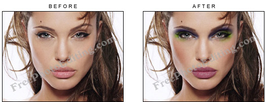 Intense blue-green eye-shadow for Angelina Jolie