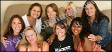 Woman in black t-shirt given a makeover with new hairstyle, complexion correction and make-up