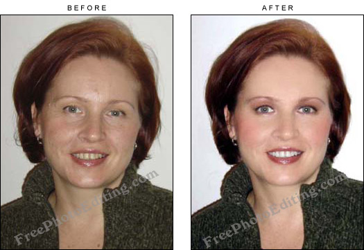 This photo is an example of digital beauty touch-up. The following jobs have been done: blemish removal; skin tone lightening, teeth whitening, eye brightening, beauty make-up.