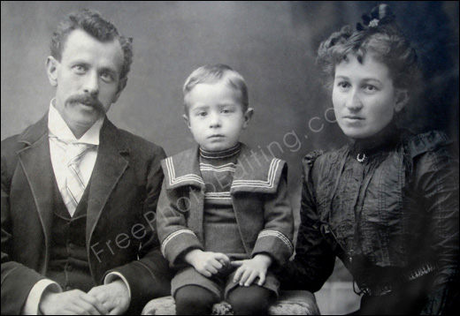This is a photo editing example of photo restoration to repair old damaged photos