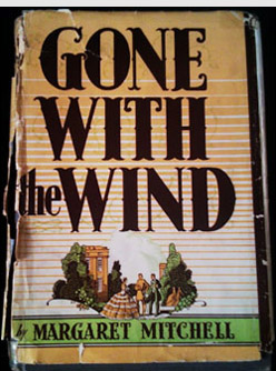 Photo editing / retouching required: This is an old and damaged copy of 'Gone with the wind' by Margaret Mitchel, 1936 edition that needs restoration. Original copies of the 1936 edition (1037 pages) cost $5000-$8000 / &pound;2500-&pound;4500 a piece as of June 2010.