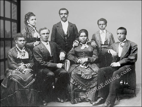 Old family photograph that has been restored with photo editing and re-touching. Prop has been added to photo.