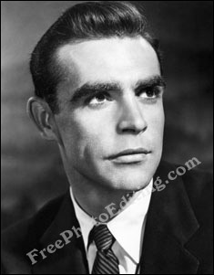 Sean Connery's (Another Time, Another Place, 1958) photo edited to remove shadow below his nose.