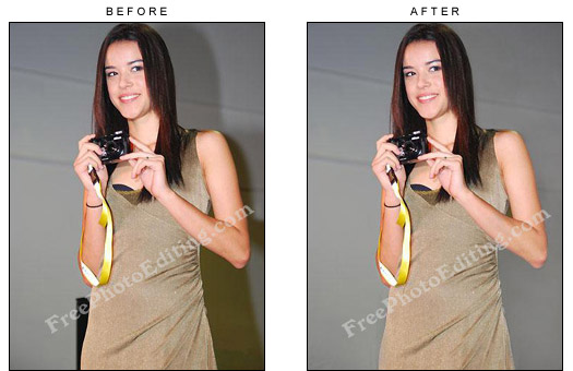 Girl's shadow falling on wall behind her and on ceiling, removed with the help of photo editing.