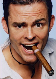 Photo of Jim Carrey with cigar in mouth