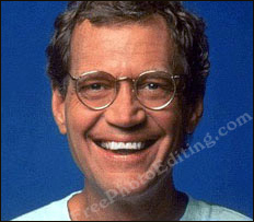 Teeth gap between David Letterman's front teeth has been bridged with photo editing (digital cosmetic dentistry).