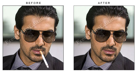Photo editng: Remove cigarette from mouth
