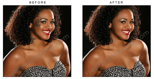 Virtual tattoo removal with photo retouching.