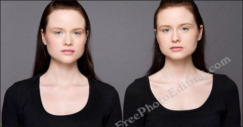 Photograph of identical twin sisters really looking like clones.