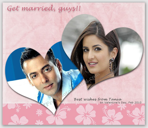 Valentine's Day card made from photos of Salman Khan and Katrina Kaif