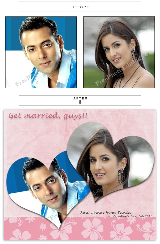 Valentine's Day card made from photos of Salman Khan and Katrina Kaif