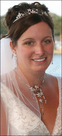 Photo retouching required: The bride's make up has run off and needs a touch up. The edited / retouched photo can be seen on right.