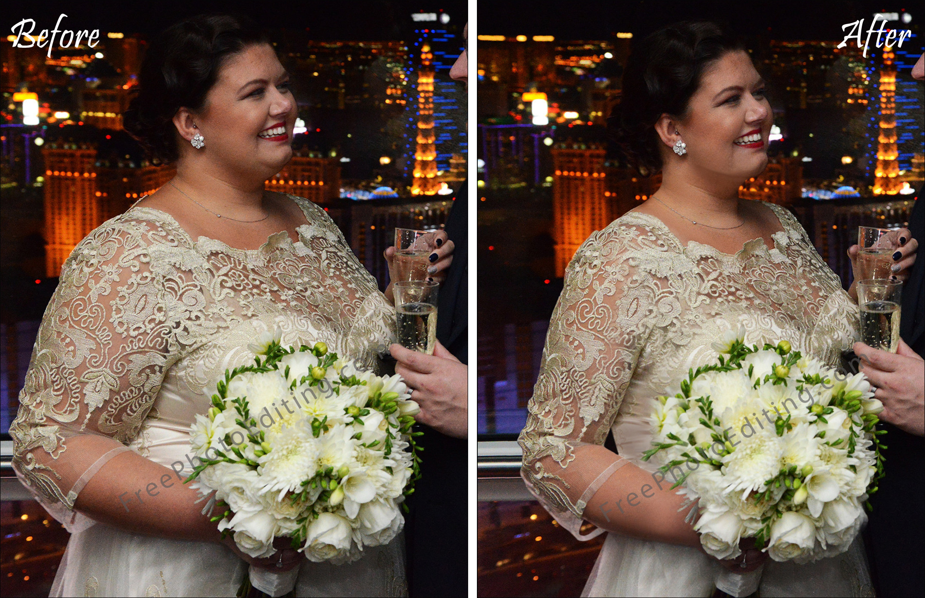 Overweight bride looks thinner in bridal photos
