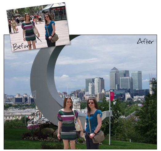 Before & after photo editing: Pose at Greenwich Park during the London Olympics 2012 season 