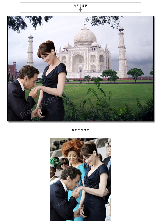Add Taj Mahal background | New photo: Nicolas Sarkozy and Carla Bruni at Taj  Mahal on Dec 4, 2010. Photo background changed.