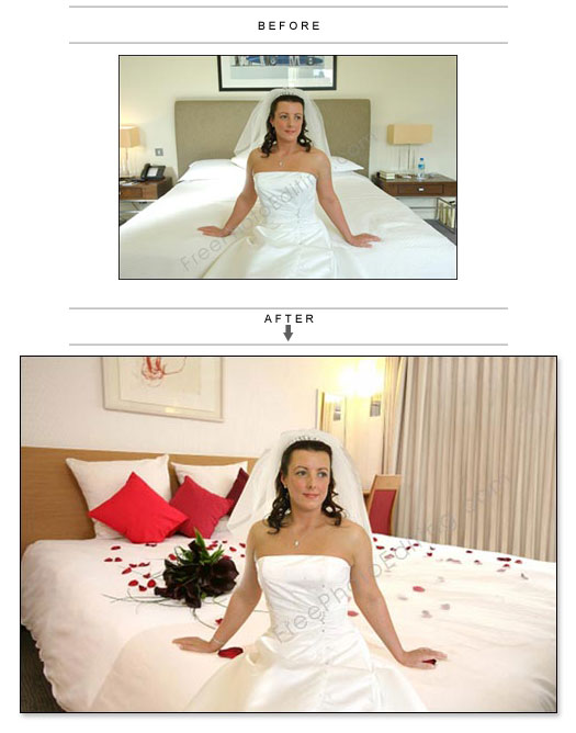 Wedding photo manipulation services: Bridal suite | Change wedding photo  background